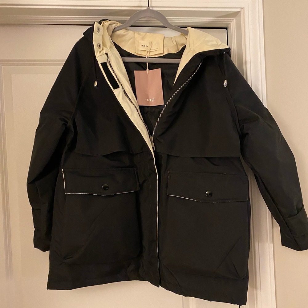NAP Black Winter Coat with white accent *NWT*